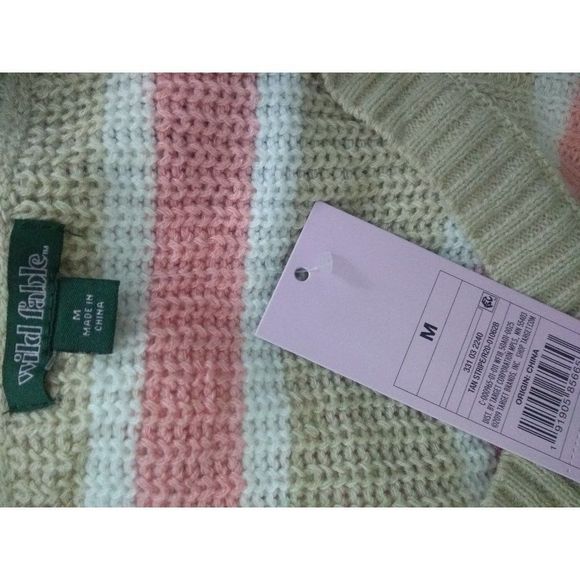 WILD FABLE WOMENS STRIPED V-NECK PULLOVER SWEATER- L - Picture 6 of 7
